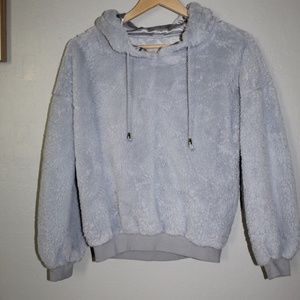 Blue Synthetic Fur Hoodie